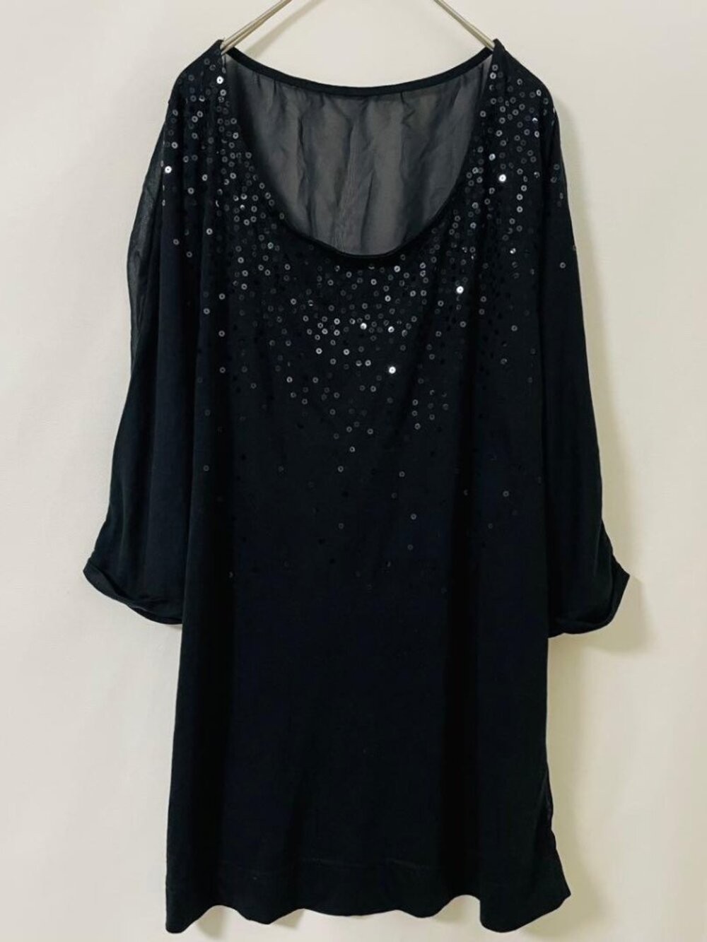 Edgele Black Tunic Three-Quarter Sleeves